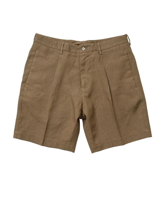 Napoli 亞麻雙摺短褲 Brown