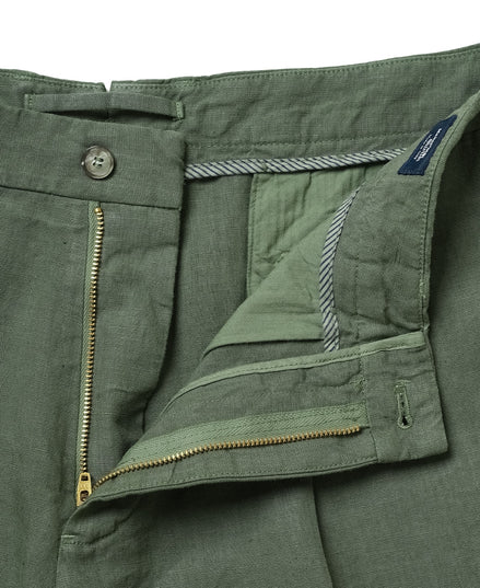 Napoli 亞麻雙摺短褲 Green