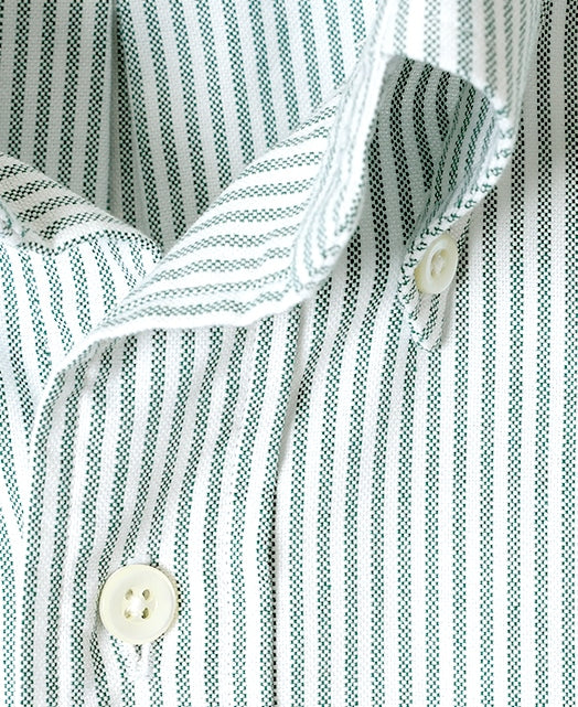 Vintage Ivy 綠色條紋 Oxford 鈕扣領襯衫