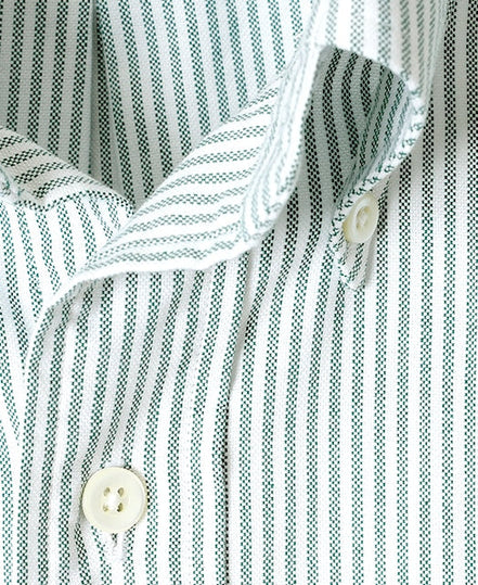 Vintage Ivy 綠色條紋 Oxford 鈕扣領襯衫