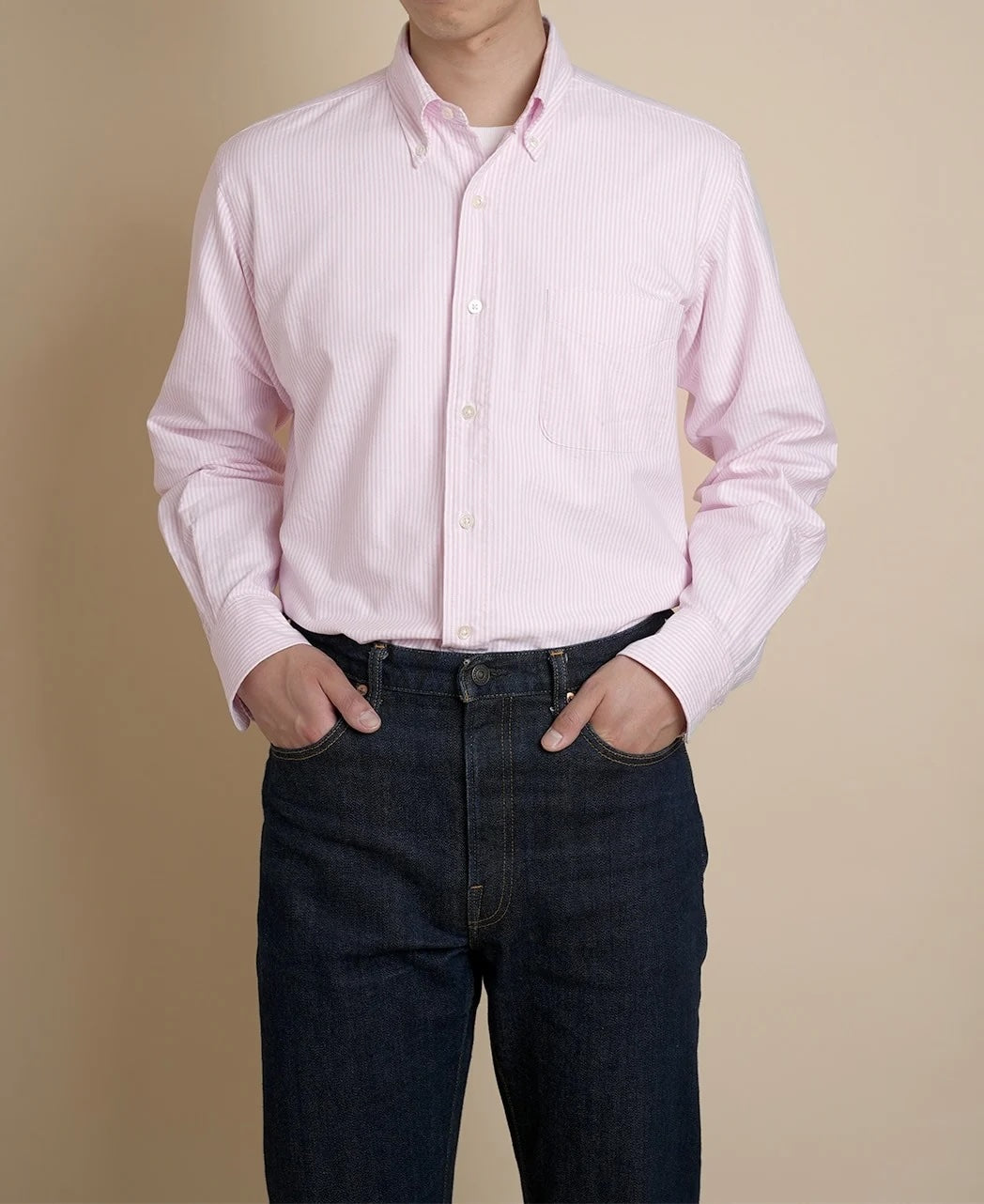 Vintage Ivy 綠色條紋 Oxford 鈕扣領襯衫
