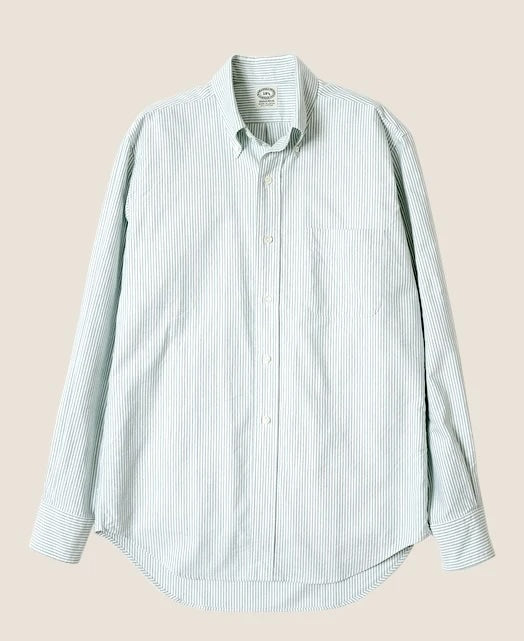 Vintage Ivy 綠色條紋 Oxford 鈕扣領襯衫