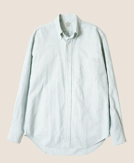Vintage Ivy 綠色條紋 Oxford 鈕扣領襯衫