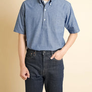 Vintage Ivy 5.5oz 藍色 Chambray 套頭鈕扣領襯衫