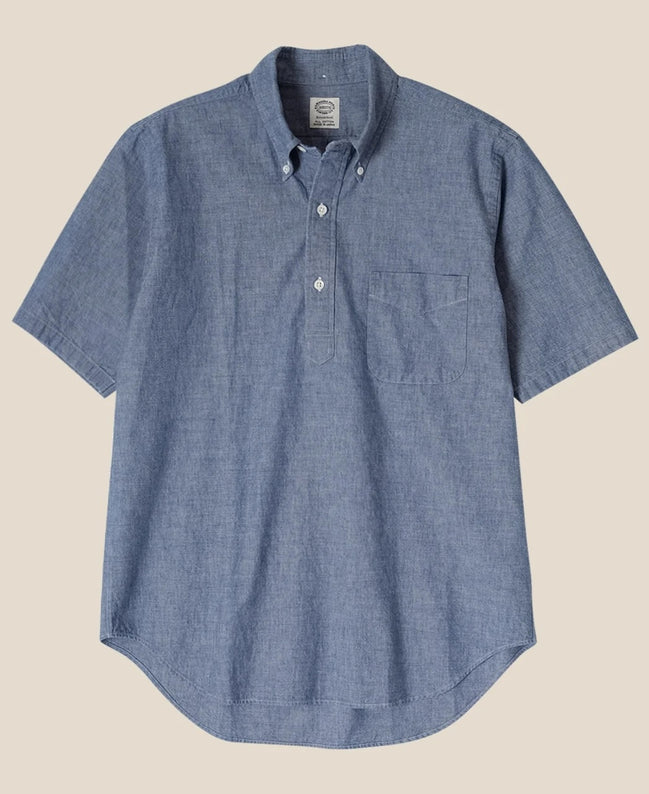 Vintage Ivy 5.5oz 藍色 Chambray 套頭鈕扣領襯衫