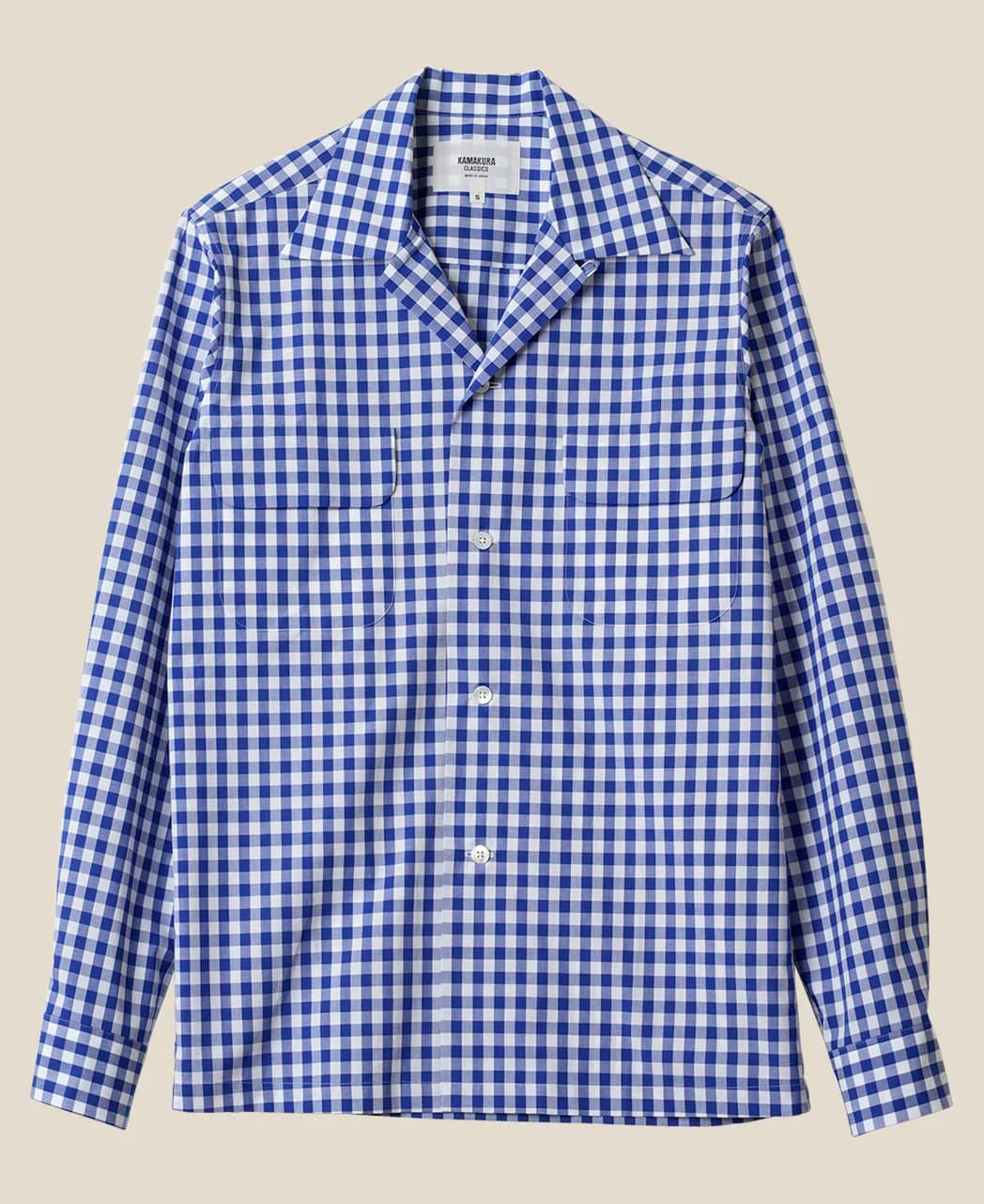 Kamakura Classics 藍色 Gingham Check 復古開領襯衫