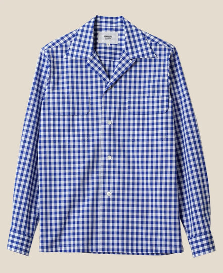 Kamakura Classics 藍色 Gingham Check 復古開領襯衫