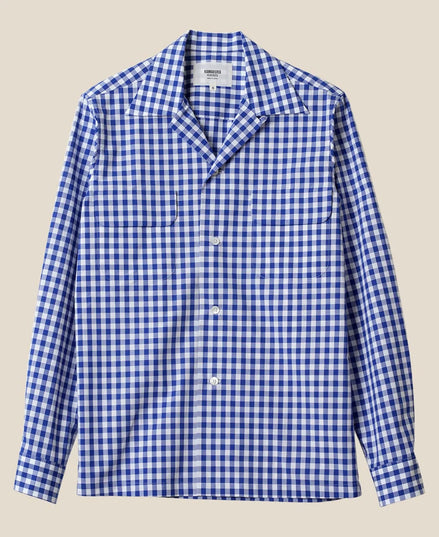 Kamakura Classics 藍色 Gingham Check 復古開領襯衫