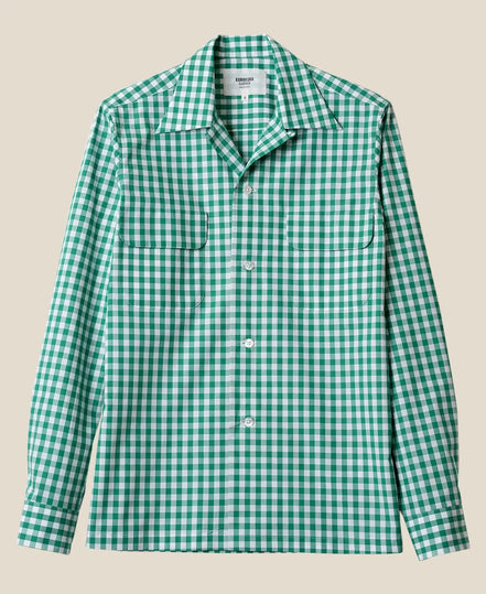 Kamakura Classics 綠色 Gingham Check 復古開領襯衫