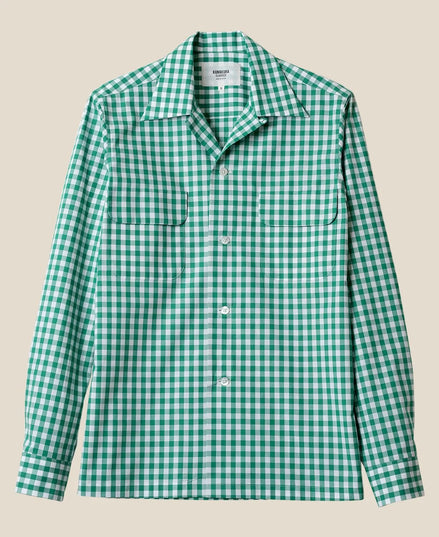 Kamakura Classics 綠色 Gingham Check 復古開領襯衫