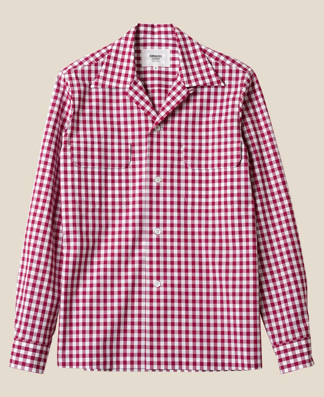 Kamakura Classics 紅色 Gingham Check 復古開領襯衫