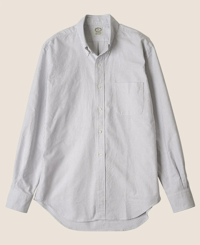 Vintage Ivy 灰色條紋 Oxford 鈕扣領襯衫