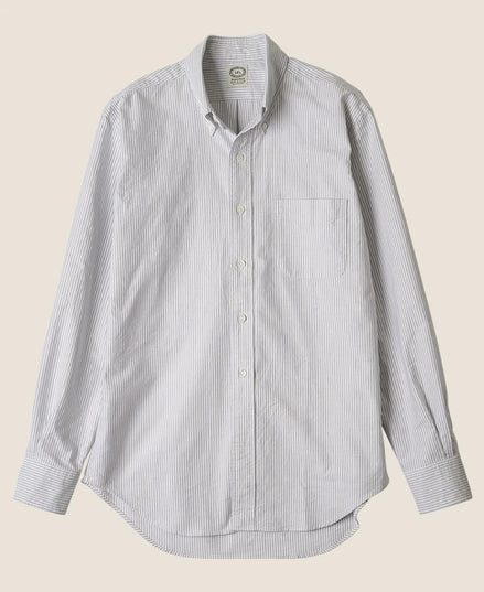 Vintage Ivy 灰色條紋 Oxford 鈕扣領襯衫