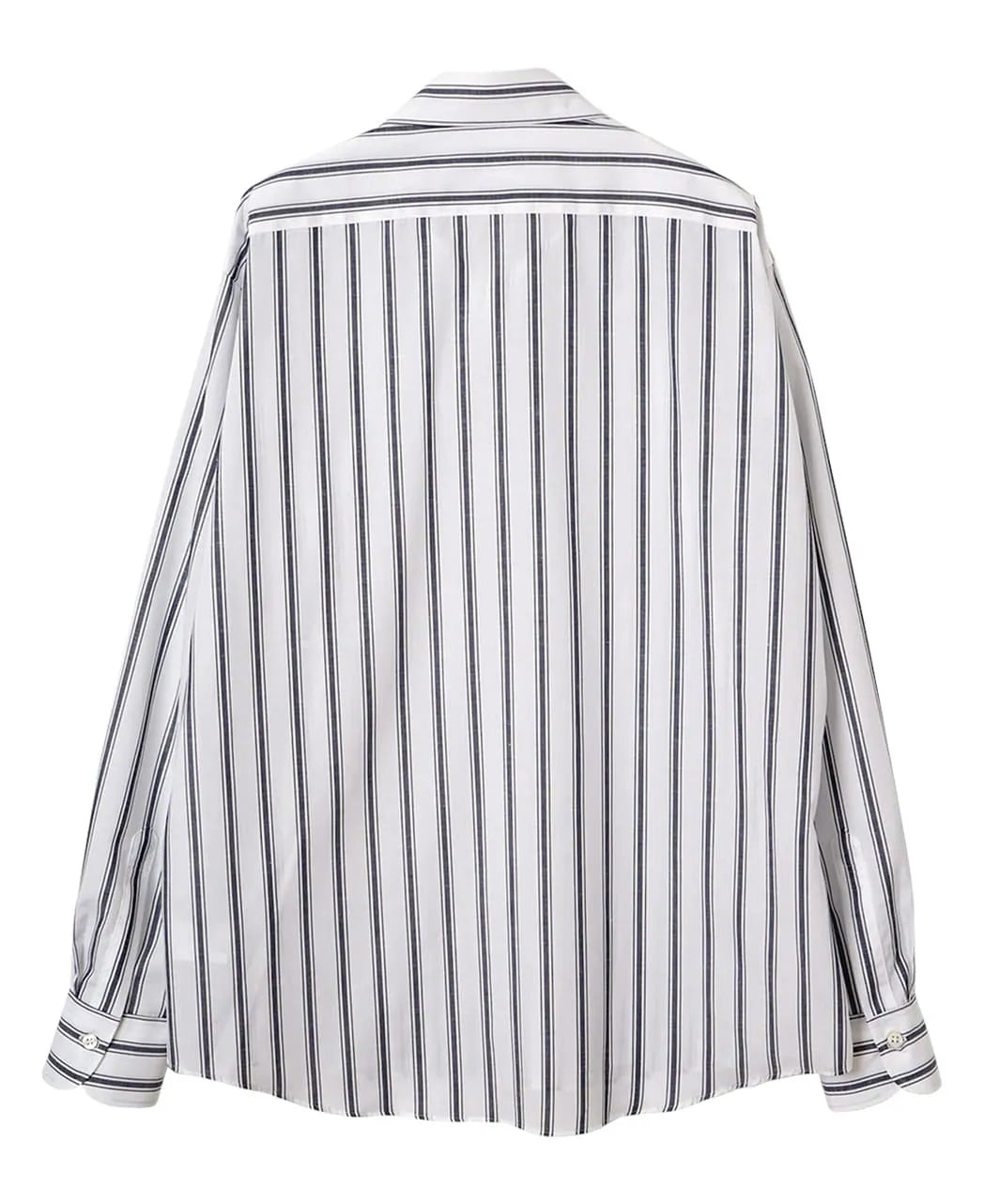 棉麻條紋卡布里襯衫 Navy
