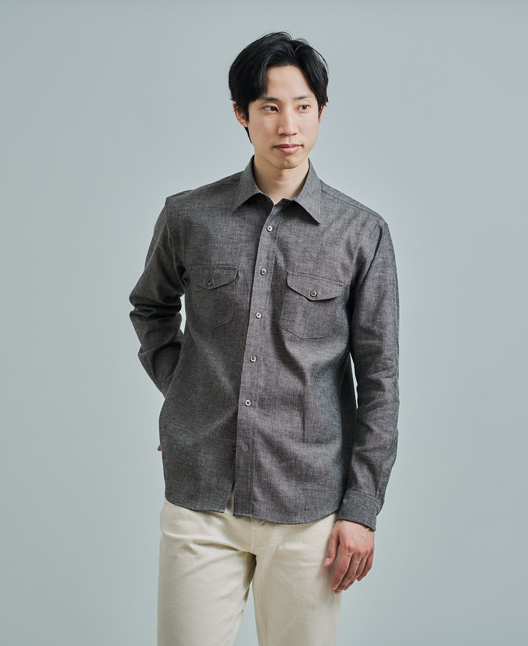雙口袋Black Chambray 工裝襯衫