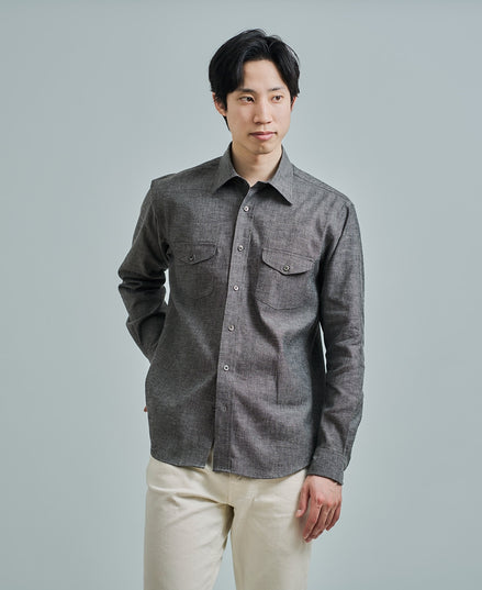 雙口袋Black Chambray 工裝襯衫